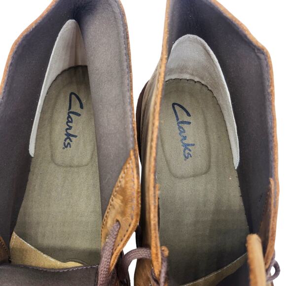 Clarks Bushacre Boots 12 Brown Tan Sand Distressed Desert Chukka Leather Beeswax - Picture 7 of 10